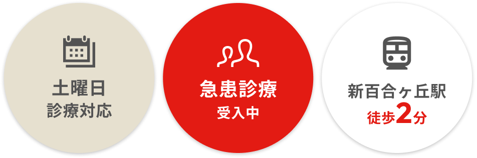 土曜日診療対応 急患診療受入中 新百合ヶ丘駅徒歩2分