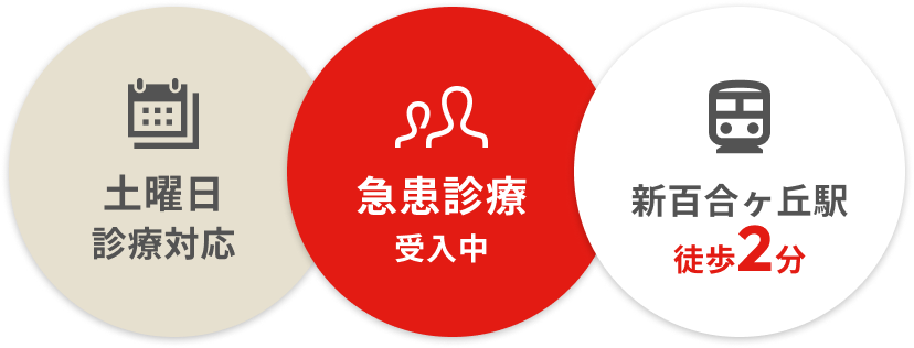 土曜日診療対応 急患診療受入中 新百合ヶ丘駅徒歩2分