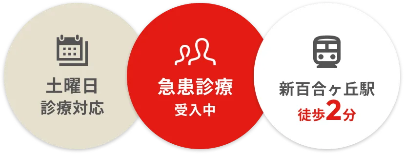 土曜日診療対応 急患診療受入中 新百合ヶ丘駅徒歩2分